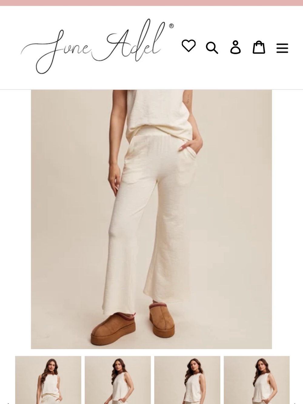 Listicle Women's Sleeveless Top and Wide-Leg Pants Set in Light Taupe